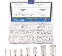 Glarks Kit assortito di capi corda per cavo connettore a crimpare, non isolato, in rame, 8 misure, AWG 12 10 8 6 4 2 1 2/0, 166 pezzi