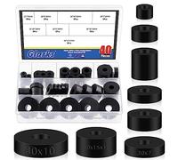 Glarks Kit assortito di distanziatori rotondi in gomma, 40 pezzi, 8 misure, multiuso, rondelle rotonde in neoprene nero, anti vibrazione, boccole distanziali in gomma per riparazioni elettriche e