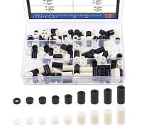 Glarks Kit assortito di distanziatori rotondi in nylon per viti M6, distanziatori per viti per prese elettriche, distanziali in ABS bianco e nero, rondelle rotonde in ABS, staffa distanziale hardware