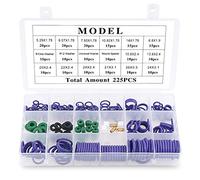 Glarks Kit assortito di guarnizioni in gomma con guarnizione distanziatrice e rondella per riparazione di veicoli, kit assortito di guarnizioni per compressore, 225 pezzi, 18 misure