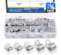 Glarks - Kit assortito di morsetti per cavi in acciaio INOX, 80 pezzi, 5 misure da 1/4", 5/16", 3/8", 1/2", 5/8''
