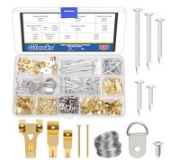 Glarks Kit da 488 pezzi per appendere quadri, tra cui ganci, fili, chiodi per appendere immagini, anello a D, gradiente e piccolo martello, accessori per appendere cornici resistenti per appendere