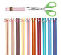 Glarks Kit di 12PCS di cerniere in nylon resina da 25cm / 9.84in con anello di sospensione, bobine di cerniere con anello in lega di zinco e forbici, cordino flessibile di 10 colori