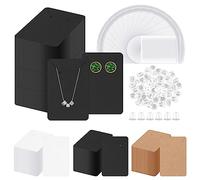 Glarks Kit di 300 biglietti per orecchini con retro orecchino e sacchetti autosigillanti, 9 x 6 cm, colore nero