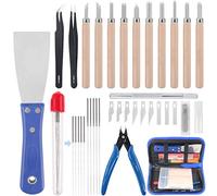 Glarks - Kit di 34 ugelli per la pulizia della stampante 3D, inclusi aghi da 0,35 mm e 0,4 mm, kit per intaglio del legno, kit di pulizia coltello, pinzette, raschietto, tagliafili