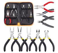 Glarks Kit di 6 pezzi: naso ad ago, naso rotondo, piegato, tronchese, pinze a crimpare, pinze a crimpare