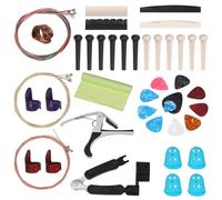Glarks Kit di accessori per chitarra, 57 pezzi, include plettri per chitarra, capotasto, corde per chitarra acustica, avvolgicorde, piroli per ponte, estrattori, ossa per chitarra e plettro, plettri
