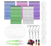 Glarks Kit di campanelli a vento colorati da 65 pezzi, tra cui 40 tubi da 8 cm, 5 colori, 15 campane di colori misti, 4 ganci girevoli, filo da 20 m e una forbice per decorazione da appendere per casa