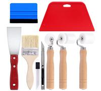 Glarks Kit di strumenti per levigare la carta da parati, 1 pennello per vernice, 1 coltello da stucco e 1 coltello artigianale con lame da 9 mm per l'applicazione di carta adesiva
