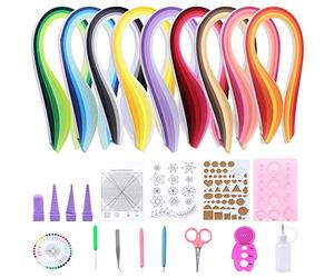 Glarks Kit di Strumenti per Paper Quilling da 916 Pezzi, 900 Strisce da 5mm in 45 Colori con Penna Scanalata Curling Coach Pinzette Punteruolo Strumento di Modellatura Pin Perla Bump Styler Stampo