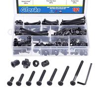 Glarks Kit di viti M6 per culla, 192 pezzi, kit assortito M6 x 20/30/40/50/60/70/80 mm, viti a testa esagonale con dadi a cilindro, dado filettato, dado flangiato, dado a T e chiave esagonale