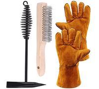 Glarks Martello per saldatura con manico a molla elicoidale e spazzola metallica con un paio di guanti per saldatura per rimuovere scorie e residui di saldatura, 4 pezzi