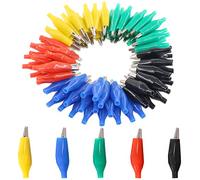 Glarks Morsetti a coccodrillo elettrici a coccodrillo da 28 mm, 100 pezzi, con copertura isolante protettiva per test di laboratorio