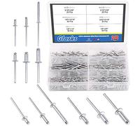 Glarks Rivetti ciechi con testa a cupola, corpo in alluminio, 210 pezzi, 6 dimensioni, in acciaio, set assortito