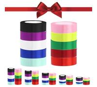 Glarks Set di 10 rotoli di nastri di raso da 1,9 cm x 22,4 m, 10 colori, in tessuto di poliestere double face, per regali, fiocchi per capelli, confezioni di fiori, decorazioni per feste e matrimoni