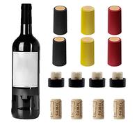 Glarks Set di 100 tappi in sughero per bottiglie di vino e capsule termoretraibili in PVC, inclusi 55 tappi per vino e 45 capsule termoretraibili in 3 colori per bottiglie di vino
