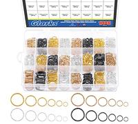 Glarks Set di 1000 anelli a O intrecciati da 8 mm, 10 mm, 12 mm, 15 mm, 18 mm, 4 colori, anelli aperti per lampadari, tende, acchiappasole, ghirlande di cristallo, collane, chiavi