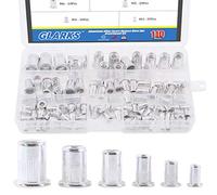 Glarks - Set di 110 pezzi in lega di alluminio M3, M4, M5, M6, M8, M10, filettatura piatta, filettatura metrica