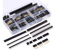 Glarks Set di 112 modanature da 2,54 mm, connettori e prese, assortimento, 100 barre impilabili Shield e 12 strisce per scheda PCB Breakaway per Arduino Prototype Shield