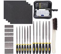 GLARKS Set di 12 mini raspe assortite per legno, include pennello e scatola con 4 pezzi di carta vetrata per il fissaggio di gioiellieri e intaglio del legno con diamanti