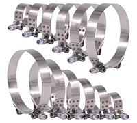 Glarks - Set di 12 morsetti per tubo flessibile in acciaio INOX con attacco a T, con attacco turbo, in 6 misure, 32-116 mm