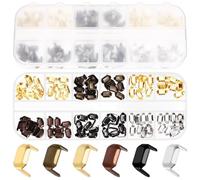 Glarks Set di 120 graffette in ottone per pelle, 8,3 x 5 mm, 6 colori, rivetti a griffe per pelle, graffette rettangolari in metallo per riparazione di cinture