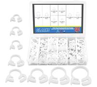 Glarks Set di 121 fascette stringitubo in nylon a doppia presa resistenti, 8 dimensioni, 6,6-27,2 mm, in plastica, kit assortito (bianco, 121 pezzi)