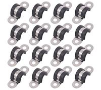 Glarks Set di 16 morsetti a U da 12 mm con 2 fori, in acciaio inossidabile 304, cuscinetti in gomma rigida, staffa a U, kit assortito per fissaggio tubi (12 mm)
