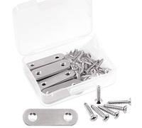 Glarks Set di 20 staffe piatte dritte in acciaio inox da 50 mm e 40 viti autofilettanti (50 mm)