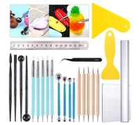 Glarks Set di 24 strumenti per scolpire l'argilla da modellare, tra cui uno stilo a sfera, uno strumento per punteggiare lo stilo a sfera, colorazione, pittura per unghie
