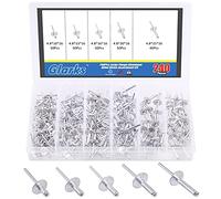 Glarks - Set di 240 rivetti a flangia grande, 3/16" x 3/8'' / 1/2'' / 5/8'' / 3/4'' / 1''