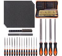 Glarks,Set di 25 lime in metallo a mano, include 4 lime piatte, triangolari, mezze rotonde, 12 lime per aghi, 4 fogli vetrata e 4 taglierine per legno per modellare metallo, legno e strumenti.
