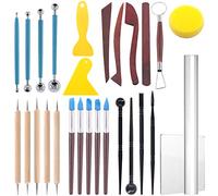 Glarks Set di 28 strumenti per scolpire l'argilla, include strumenti di modellazione in plastica, strumenti a doppia estremità, penna a sfera, penne con punta in silicone e coltelli da scultura per