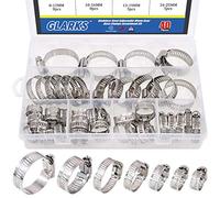 Glarks - Set di 40 fascette stringitubo, in acciaio inox 304, regolabili, gamma 8-38 mm, kit assortito, morsetti per tubo dell'acqua, per applicazioni idrauliche, automobilistiche e meccaniche