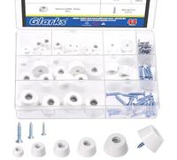 Glarks Set di 44 piedini in gomma bianchi per tagliere, include 44 piedini in gomma antiscivolo con 55 viti in acciaio inox per mobili, elettronica, elettrodomestici da cucina