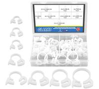 Glarks Set di 48 fascette stringitubo in nylon a doppia presa, resistenti, 8 dimensioni, 6,6-27,2 mm, in plastica, kit assortito (bianco, 48 pezzi)