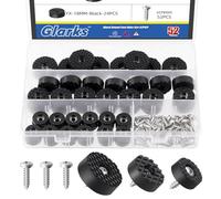 Glarks Set di 52 piedini in gomma a vite, 18 mm, 24 mm, 30 mm, neri, antiscivolo, per mobili, elettronica ed elettrodomestici
