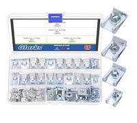 Glarks Set di 60 dadi a clip M4 M5 M6 M8 a U in acciaio al carbonio, dadi a U, dadi a U, clip a U per motore, parafango, paraurti, cruscotto, pannelli di rivestimento interni
