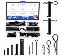 Glarks Set di 67 forcine in 11 misure con coppiglie e clip a R, colore nero, include 33 perni per cerniera con 17 raccordi per chiave e 17 clip a R, kit di perni a testa piatta a foro singolo
