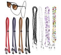 GLARKS Set di 8 cinturini regolabili per occhiali in pelle e perline in plastica, multicolore, per donne, uomini e bambini, come catene per occhiali, Multicolore, Taglia unica