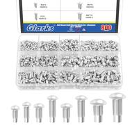 Glarks Set di 800 rivetti solidi zigrinati, M2, M2,5, M3, M4, con testa semicircolare, in alluminio, kit assortito con scatola portaoggetti, strumento hardware per la casa all'aperto