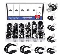 GLARKS Set di 84 fascette stringitubo isolate in acciaio inox 304 e cuscinetti in gomma, 7 misure, colore: nero