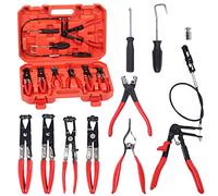 Glarks Set di 9 pinze per fascette stringitubo flessibili rosse, a lunga portata, con molla, pinza per tubo flessibile, kit di rimozione per la sostituzione di carburante, olio, tubo dell'acqua