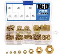 Glarks - Set di dadi esagonali in ottone ad alta resistenza, M2, M2,5, M3, M4, M5, M6, M8, M10, confezione da 160 pezzi