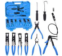 Glarks Set di pinze per tubi flessibili blu, 9 pezzi, pinze a molla a lunga portata, pinza per tubo flessibile, kit di rimozione per la sostituzione di carburante, olio, tubo dell'acqua