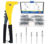 GLARKS Set di rivettatrici Resistenti, Kit Assortito di 210 Rivetti ciechi in Alluminio e Una Pistola Professionale per Rivetti per lamiere, Automotive, ferrovie e condotti (Pistola rivettatrice con