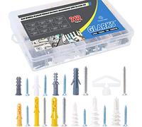 Glarks - Set di viti a testa piatta con viti autofilettanti e tasselli a coste, confezione da 212 pezzi