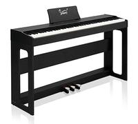 GLARRY - Pianoforte digitale con 88 tasti ponderati, tastiera elettrica con unità a 3 pedali, per principianti, doppio Bluetooth, funzioni di controllo Split/Touch/Transpose, nero