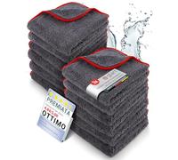 Glart 443TP4, Set di 12 asciugamani in microfibra Glart per auto, 40x40 cm, morbidi e assorbenti, per manutenzione e lucidatura, colore antracite rosso