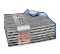 Glart 44C6B - 6 panni in carbonio, per la pulizia delle finestre, in carbonio, per auto, in microfibra, senza strisce e strisce, senza pelucchi, 32 x 32 cm, 400 g/m²